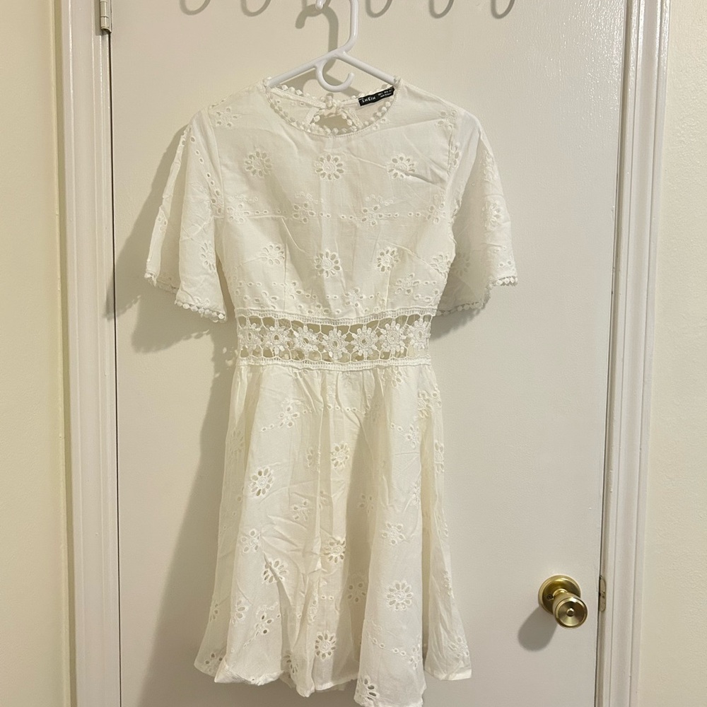 SHEIN White Floral Midi Dress Size S